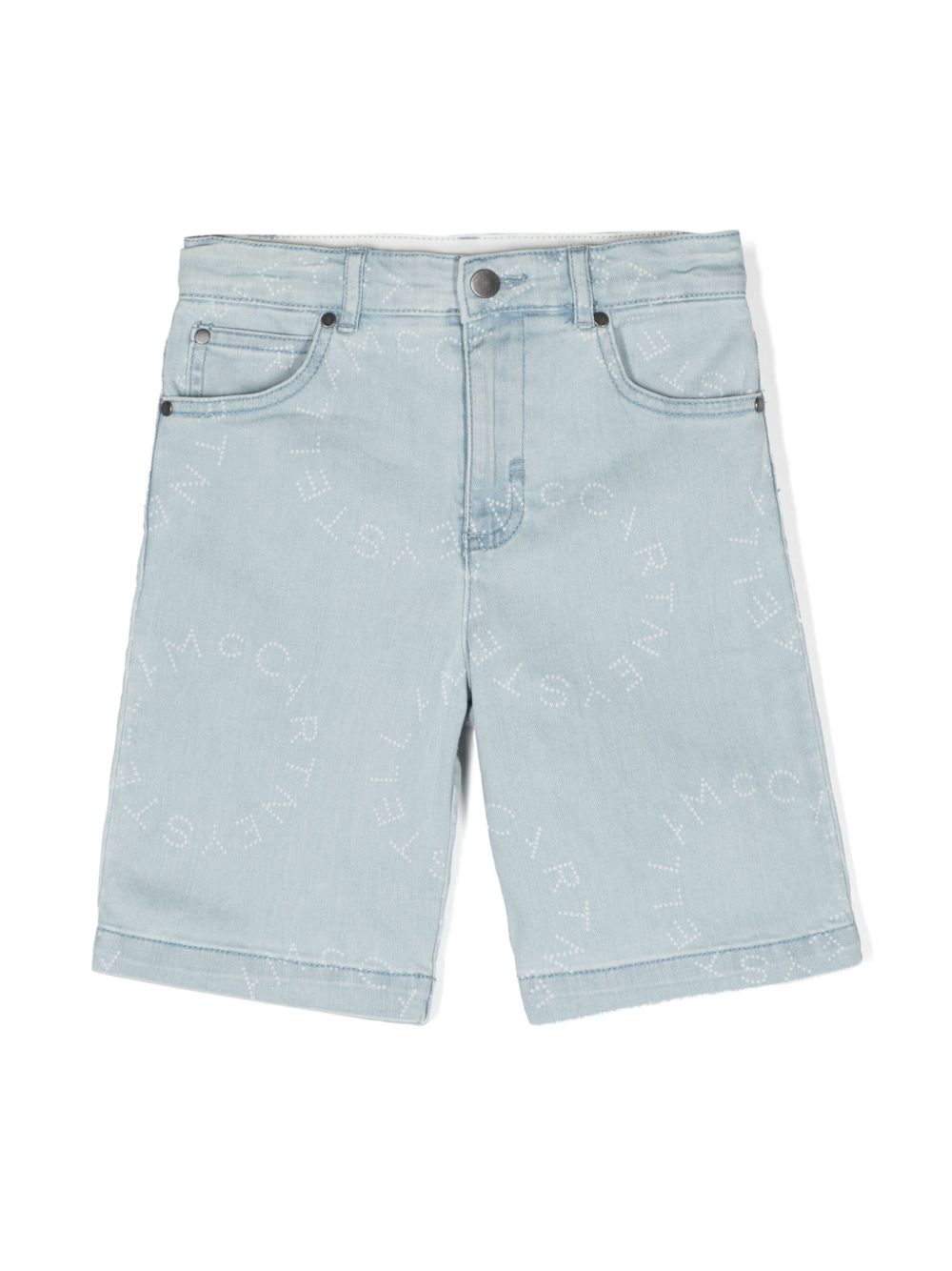 Stella McCartney Kids logo印花牛仔短裤 - 蓝色