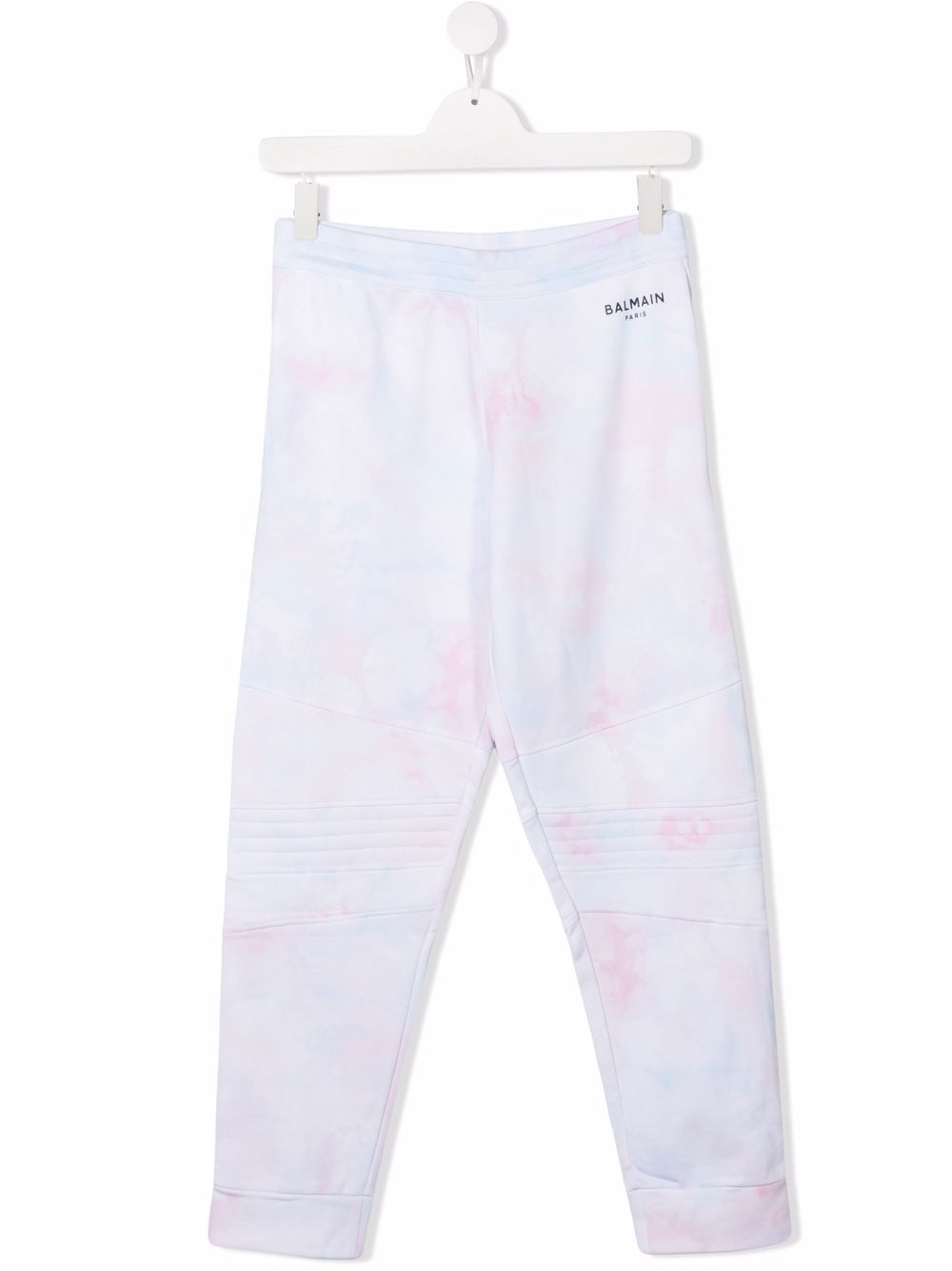 Balmain Kids 巴尔曼 logo印花扎染运动裤 - 白色
