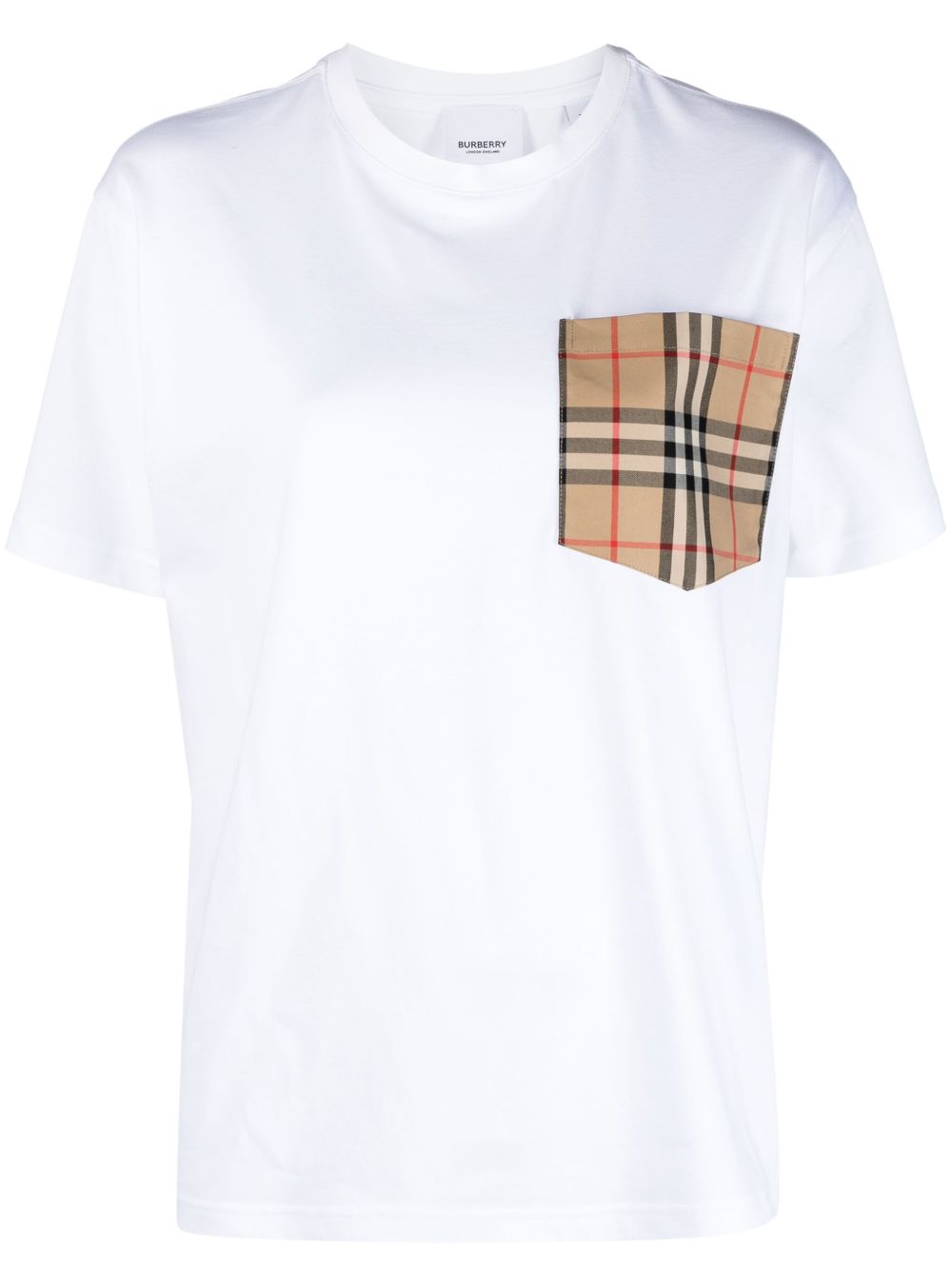Burberry 对比口袋短袖棉T恤 - 白色