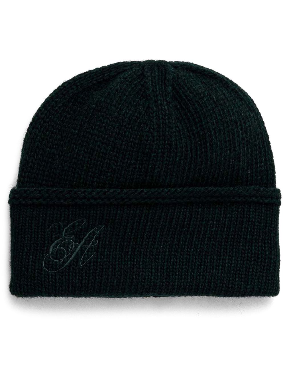 Emporio Armani logo-embroidered beanie hat - 绿色