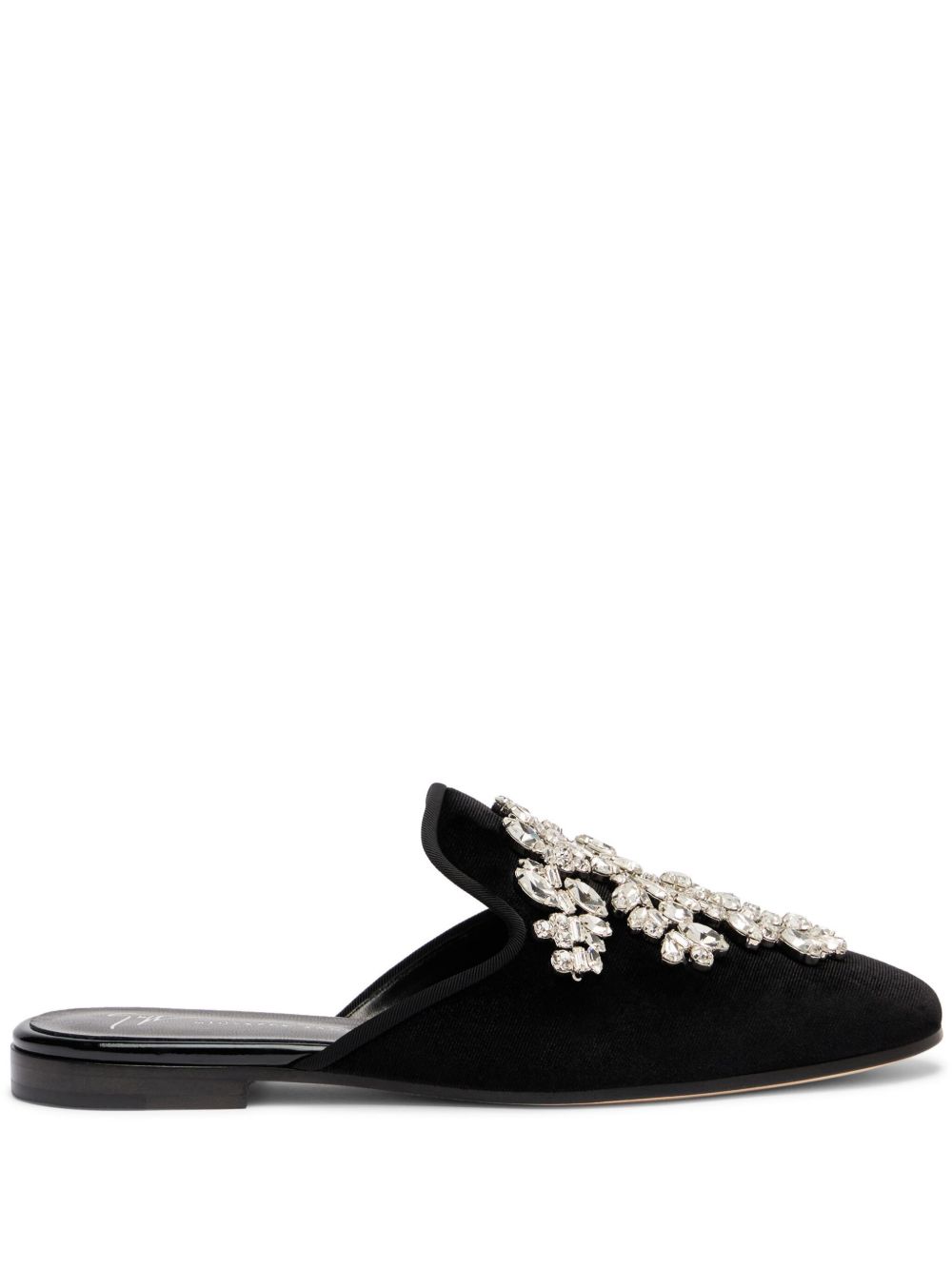 Giuseppe Zanotti Elsa 晶饰丝绒穆勒鞋 - 黑色