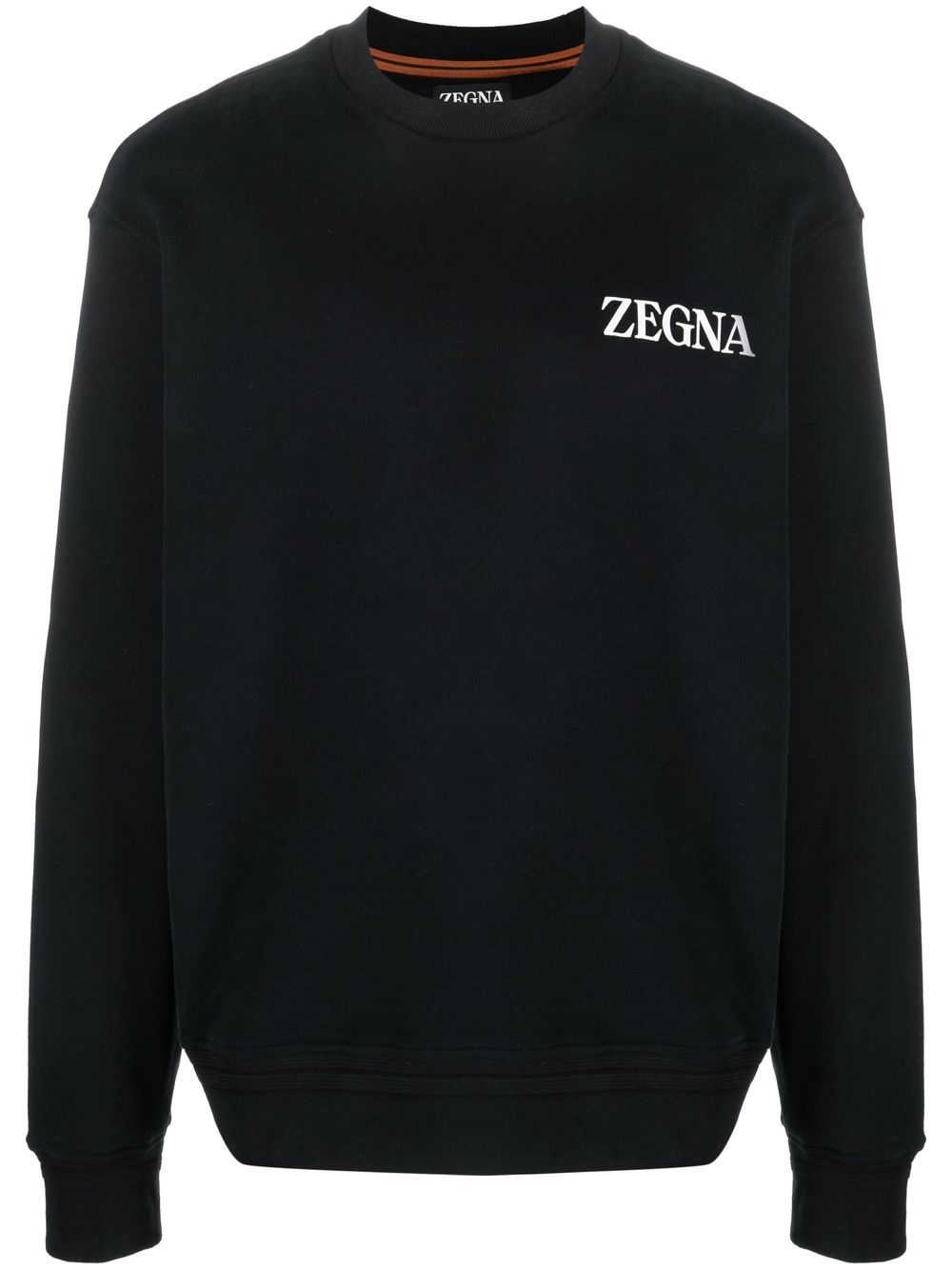 Zegna logo印花棉卫衣 - 黑色