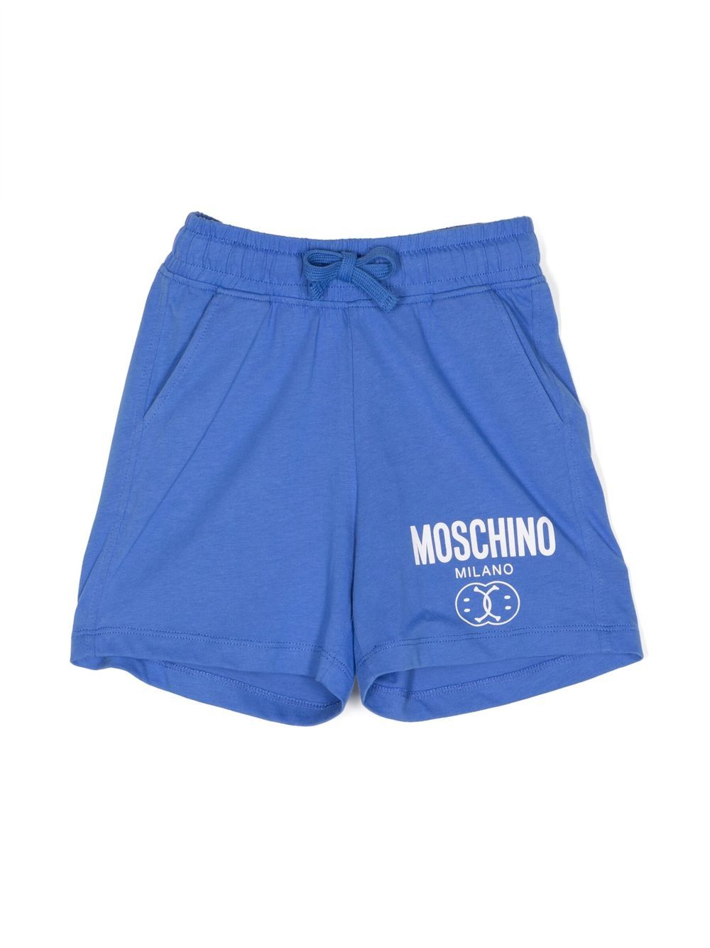 Moschino Kids logo印花松紧裤腰短裤 - 蓝色