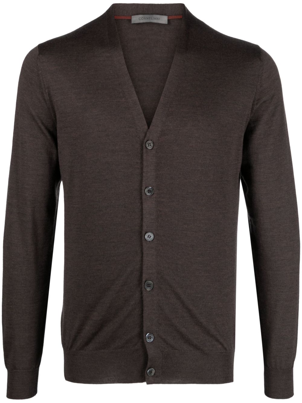 Corneliani V领密织开衫 - 褐色