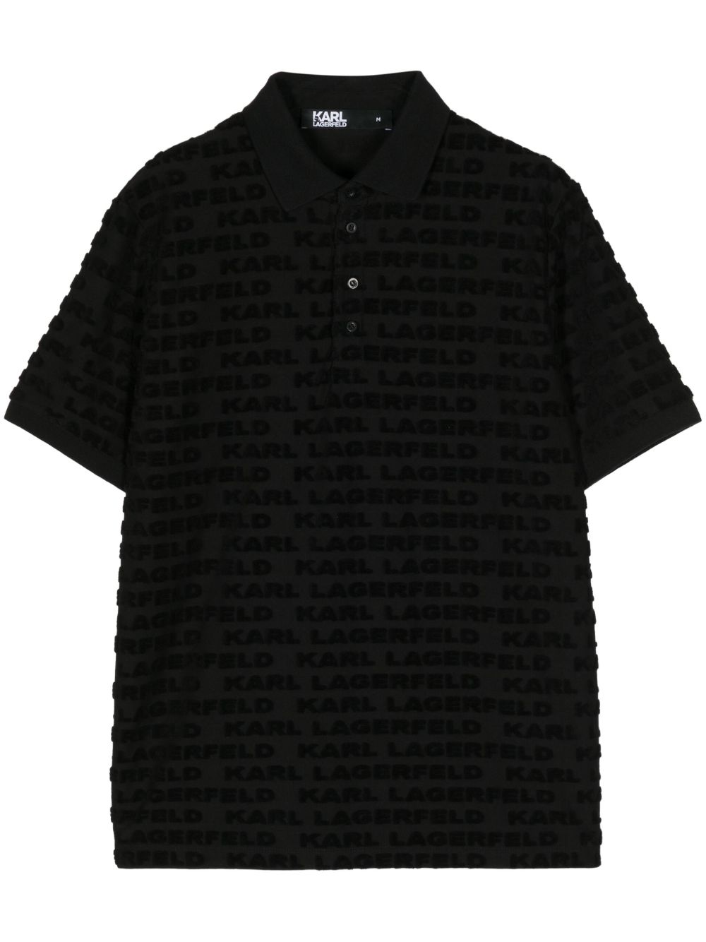 Karl Lagerfeld 植绒经典logo polo衫 - 黑色