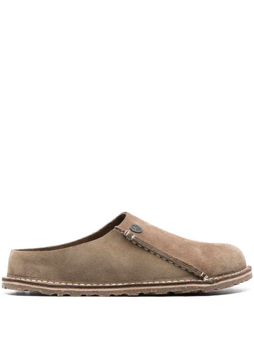 Birkenstock Zermatt logo凹面压花绒面皮拖鞋 - 褐色