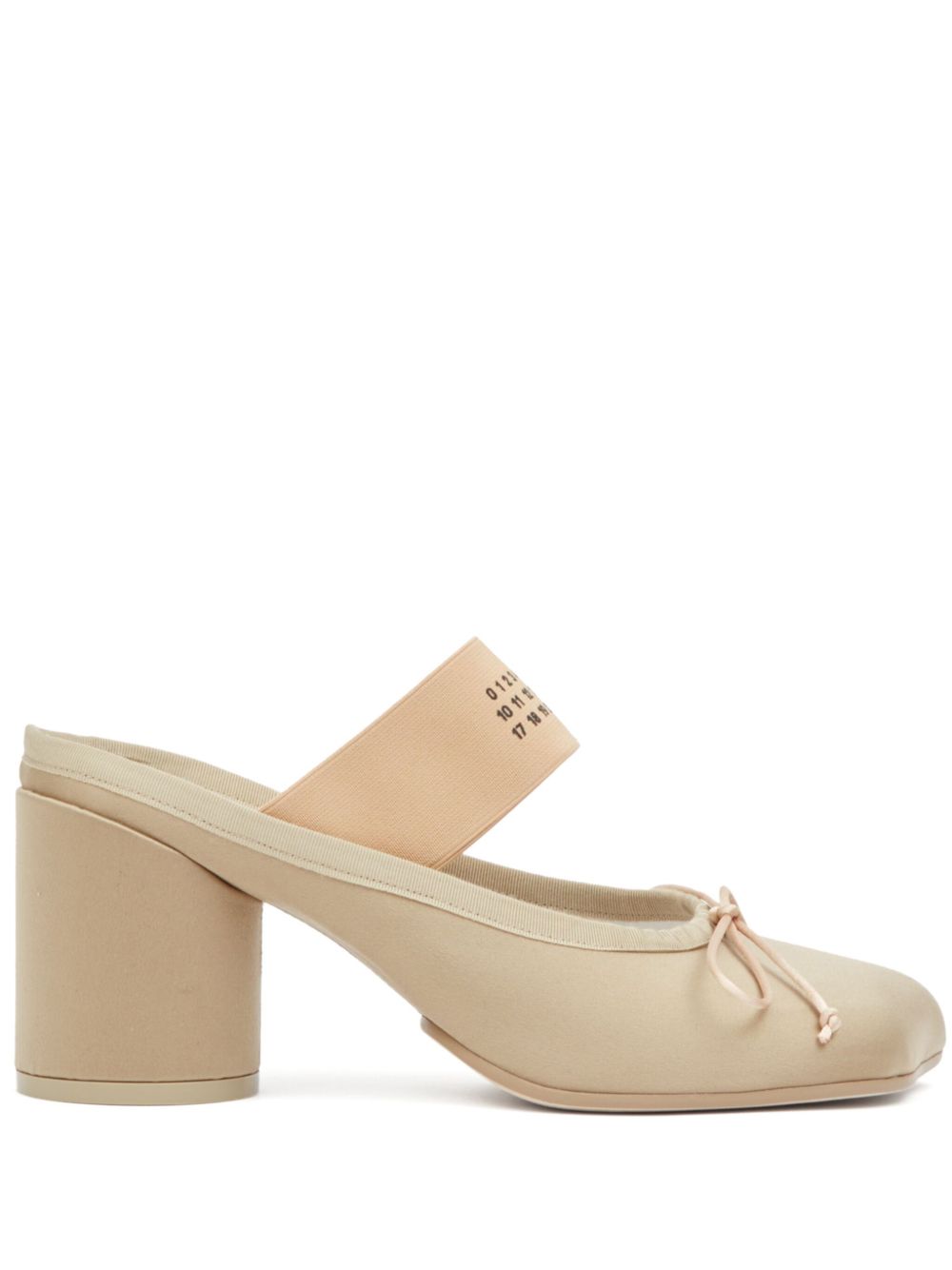 MM6 Maison Margiela Ballet logo松紧带中跟穆勒鞋（7厘米） - 中性色