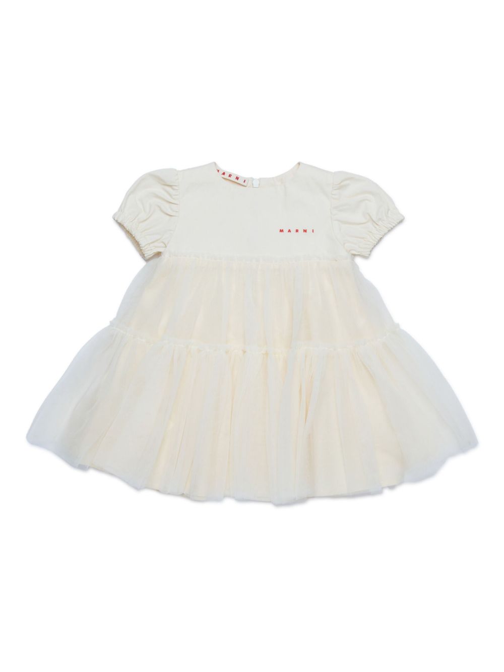 Marni Kids logo刺绣连衣裙 - 白色
