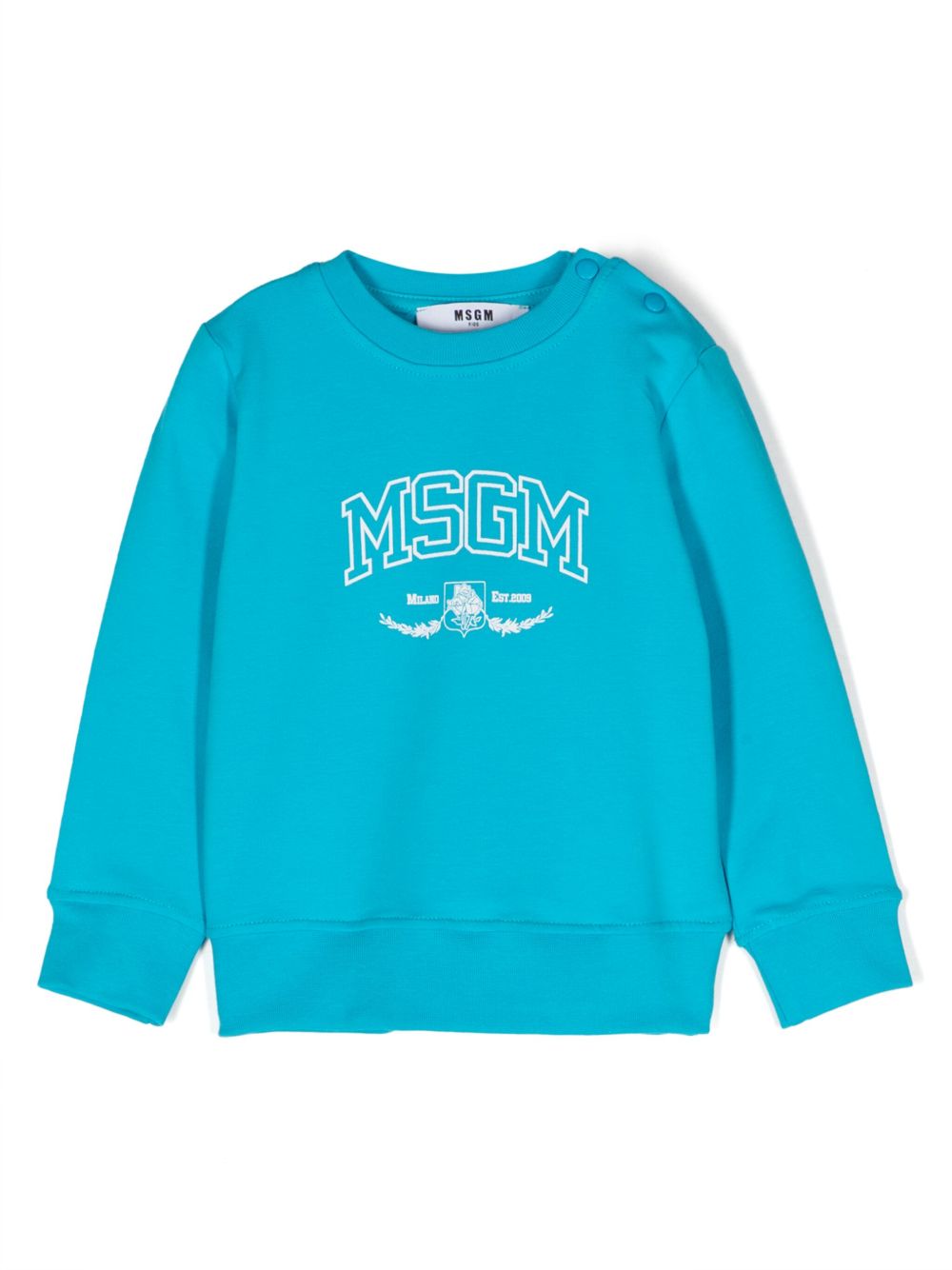 MSGM Kids logo印花棉卫衣 - 蓝色