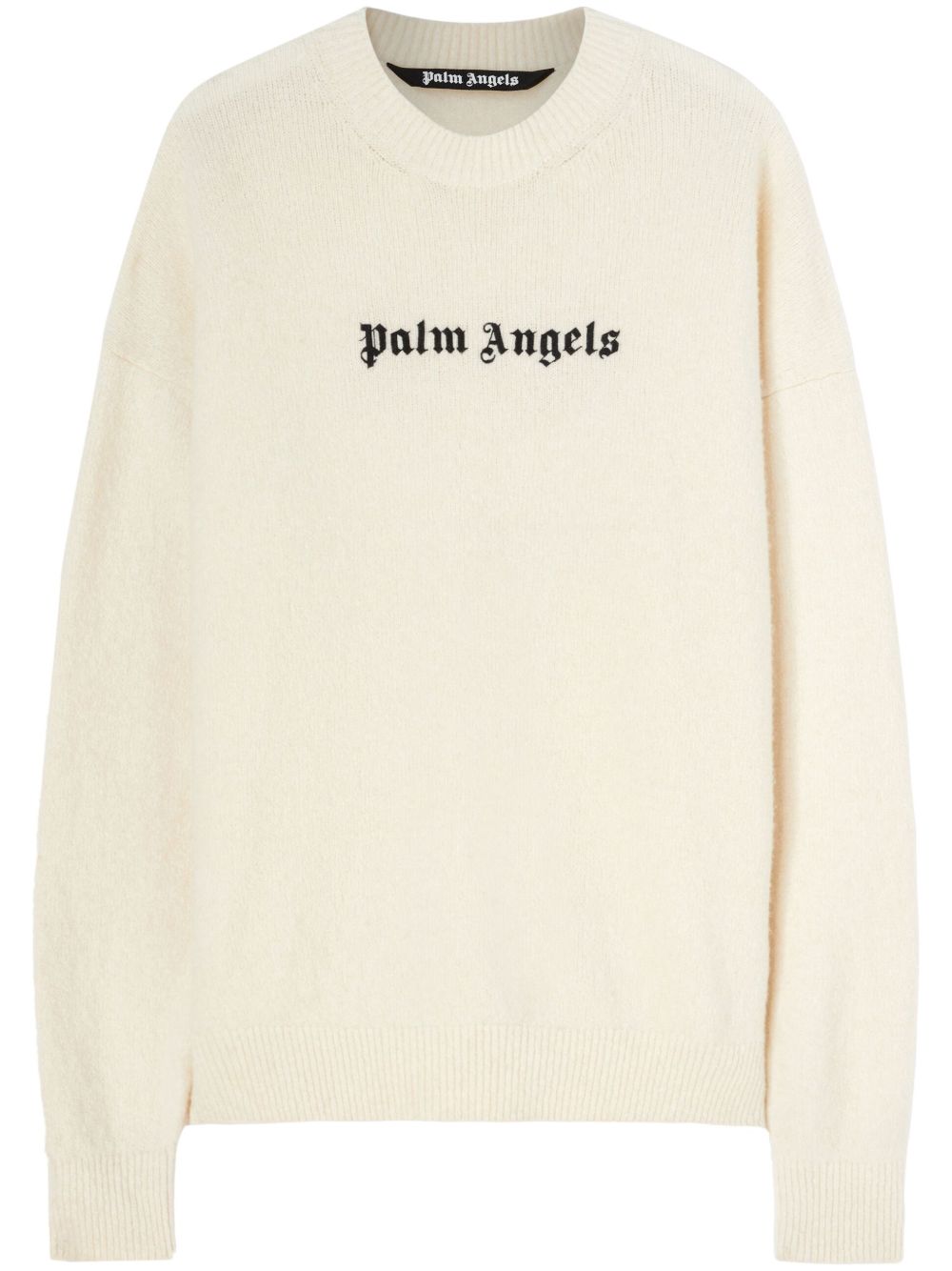 Palm Angels logo刺绣羊毛混纺毛衣 - 白色