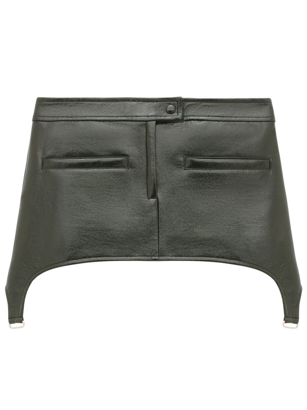 Courrèges Bretelles 漆光面料迷你半身裙 - 黑色
