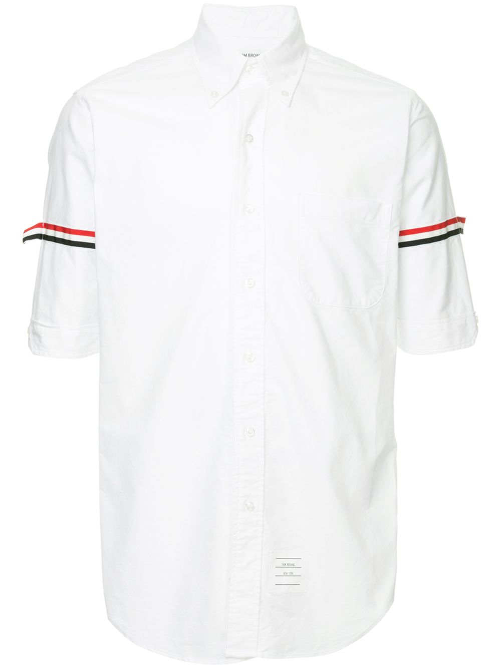 Thom Browne 罗缎三条纹臂环衬衫 - 白色