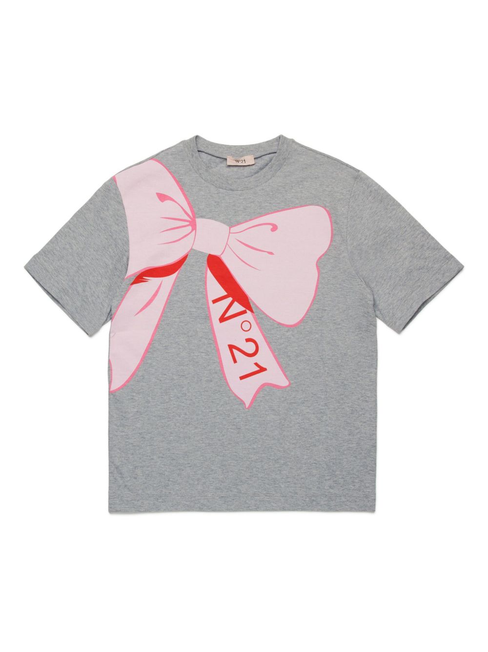 Nº21 Kids 蝴蝶结印花棉T恤 - 灰色