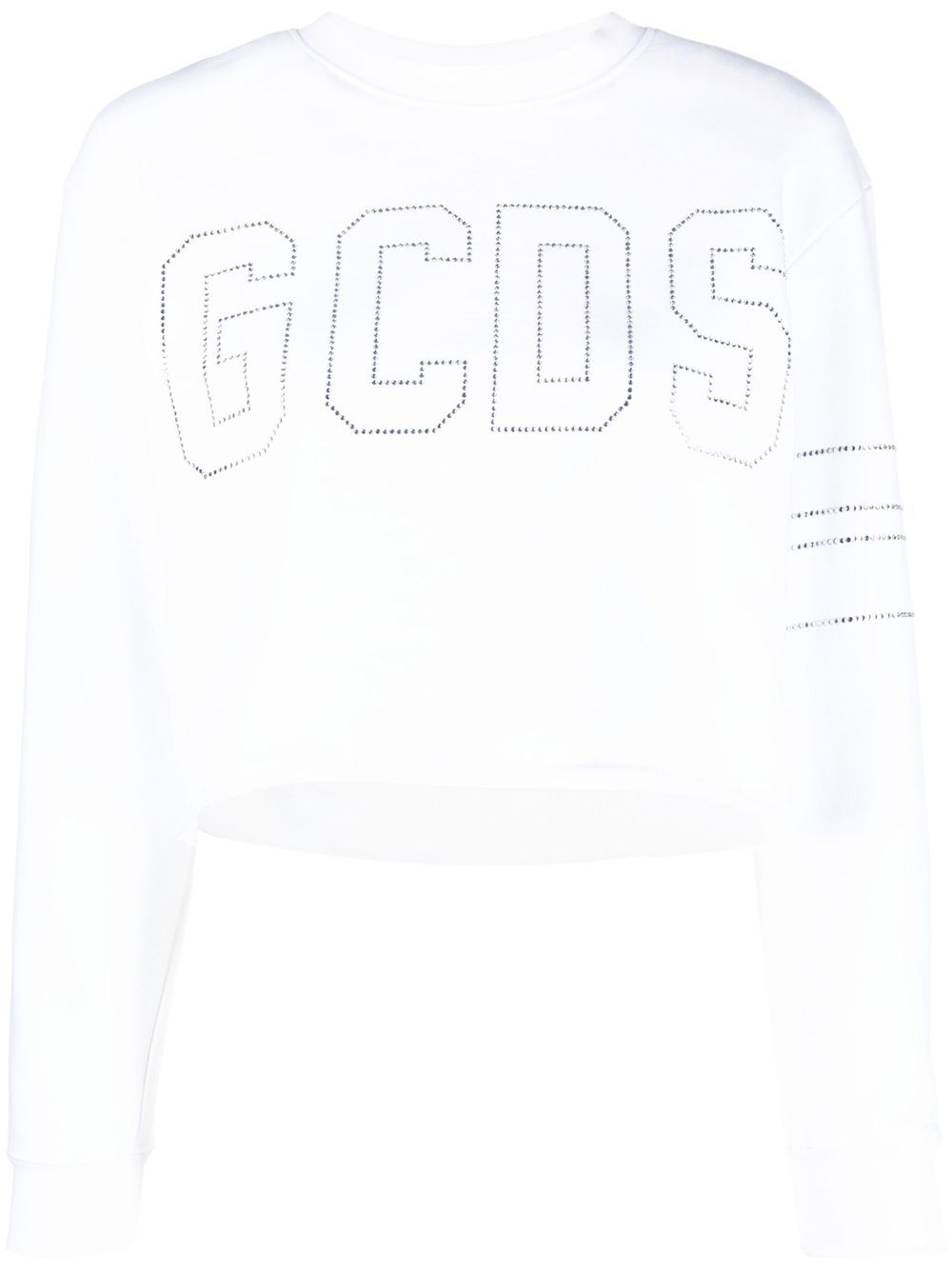 GCDS 铆钉logo短款卫衣 - 白色