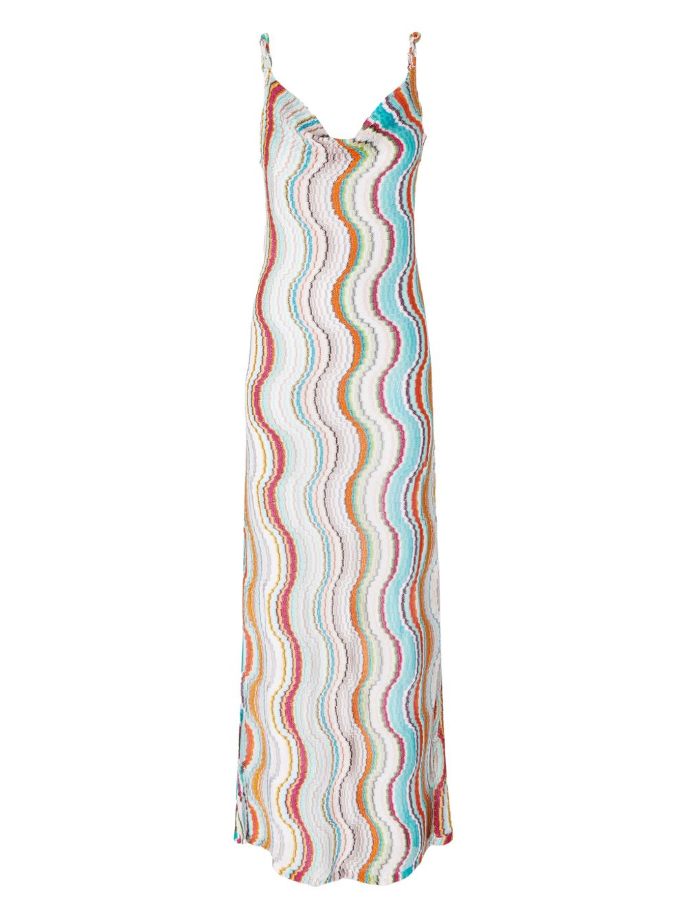 Missoni Z字形图案超长连衣裙 - 白色