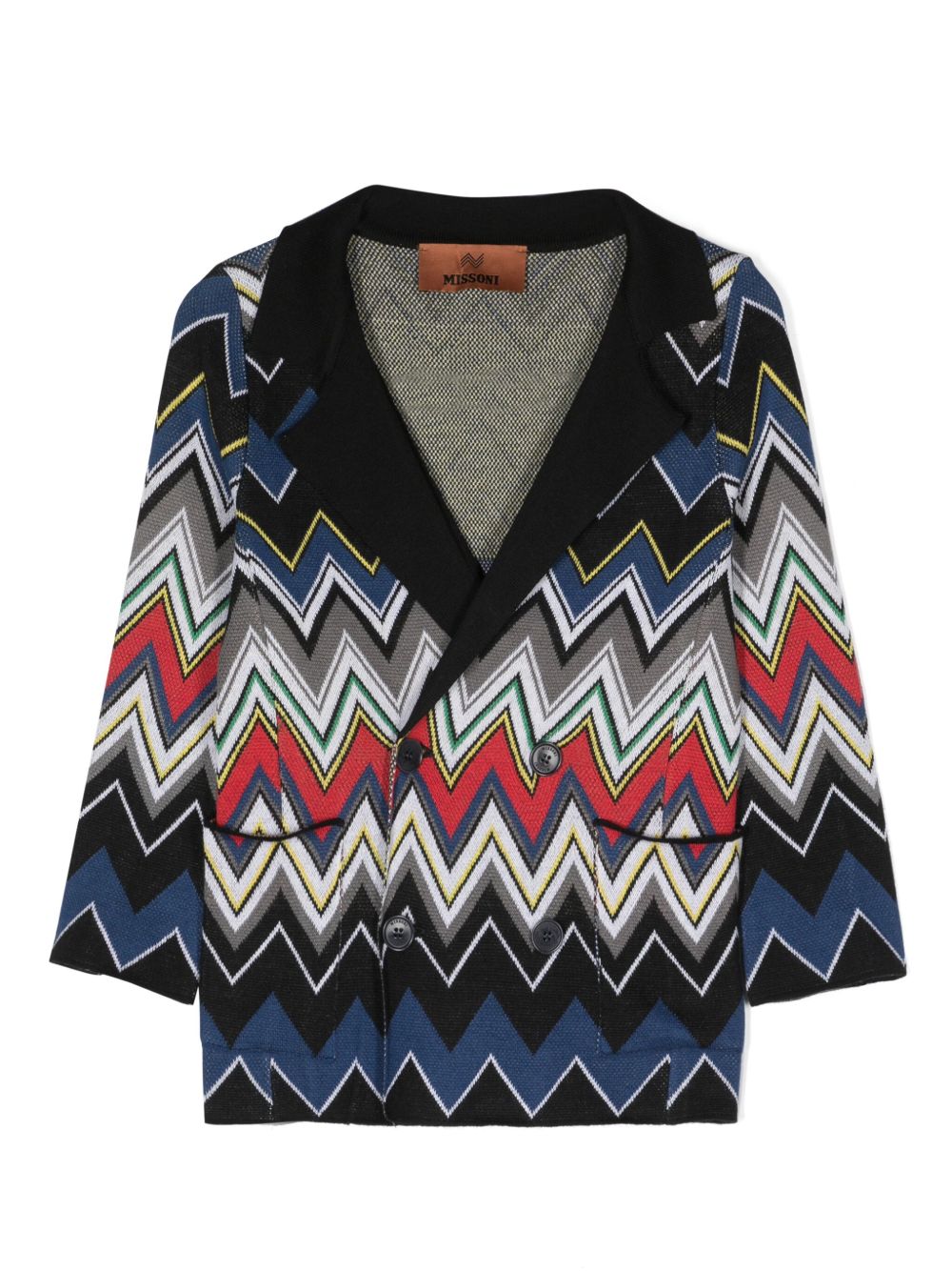 Missoni Kids Z字形编织双排扣西装夹克 - 蓝色