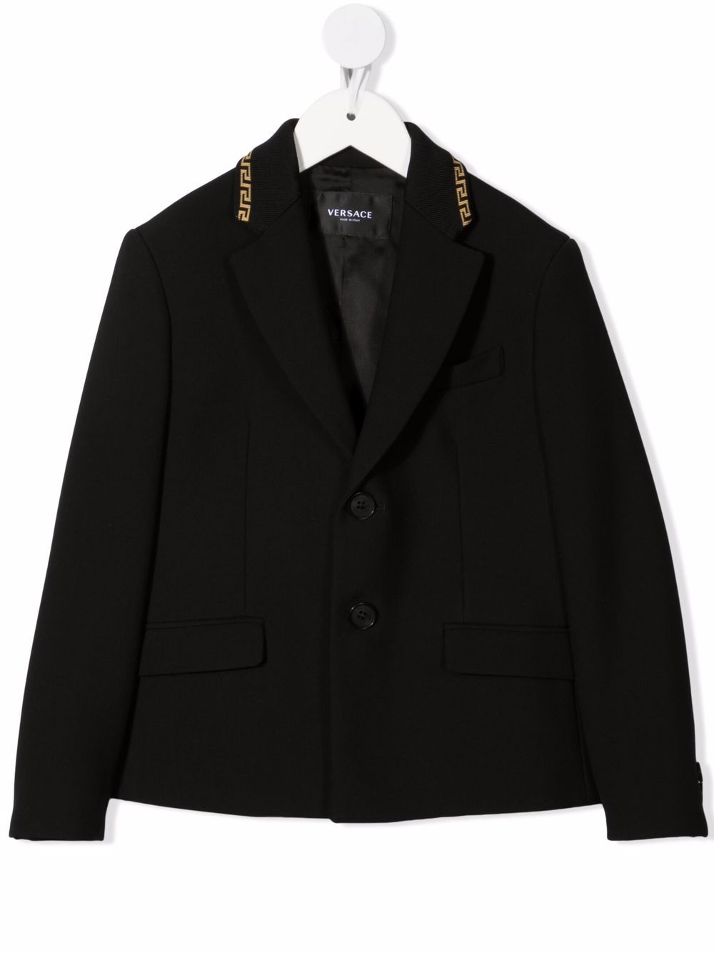 Versace Kids Greca 单排扣西装夹克 - 黑色