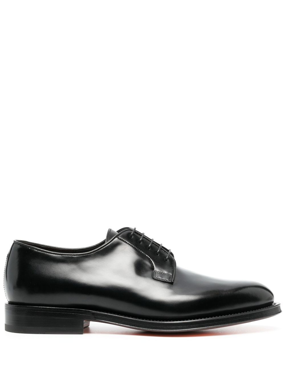 Santoni 抛光皮质德比鞋 - 黑色