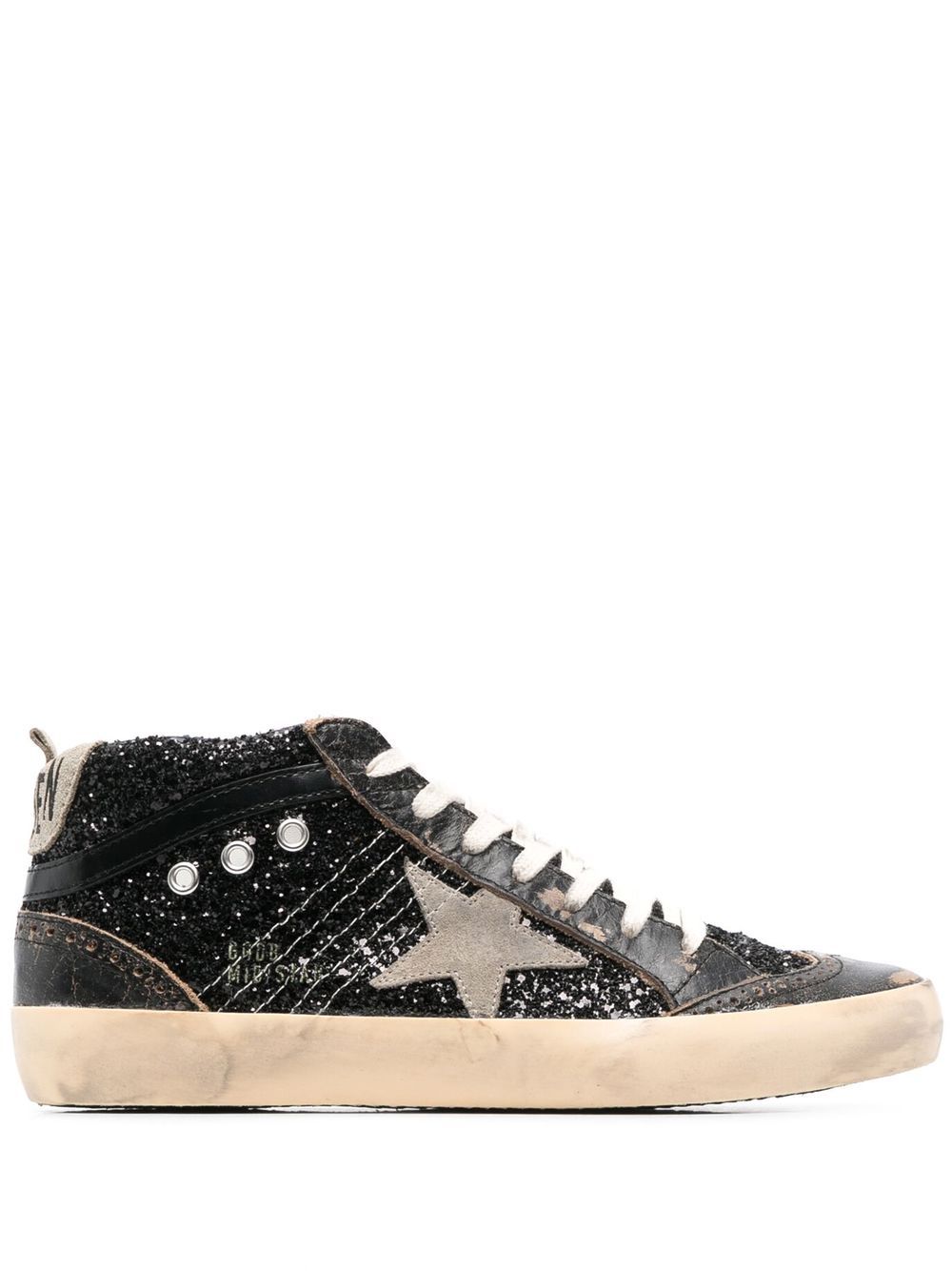 Golden Goose GG Mid Star 系带运动鞋 - 黑色