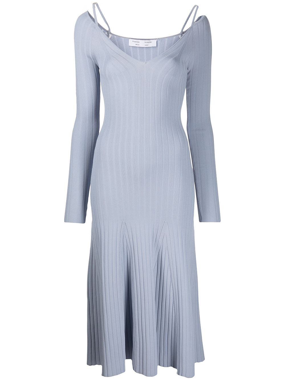 Proenza Schouler White Label V领罗纹针织连衣裙 - 蓝色