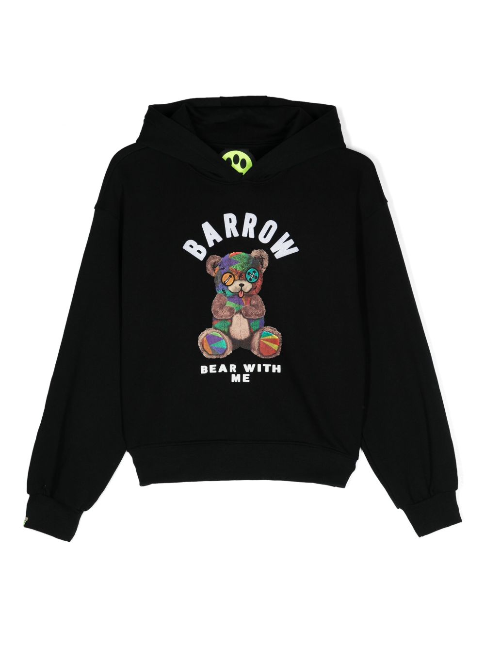 Barrow kids 棉小熊印花连帽衫 - 黑色