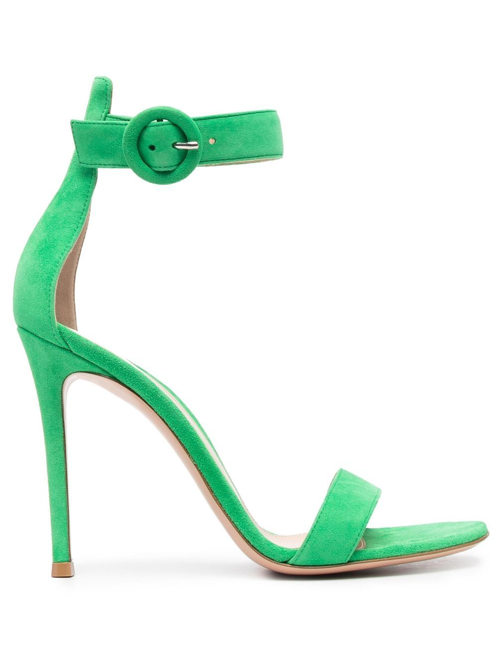 Gianvito Rossi Portofino 高跟绒面皮凉鞋 - 绿色