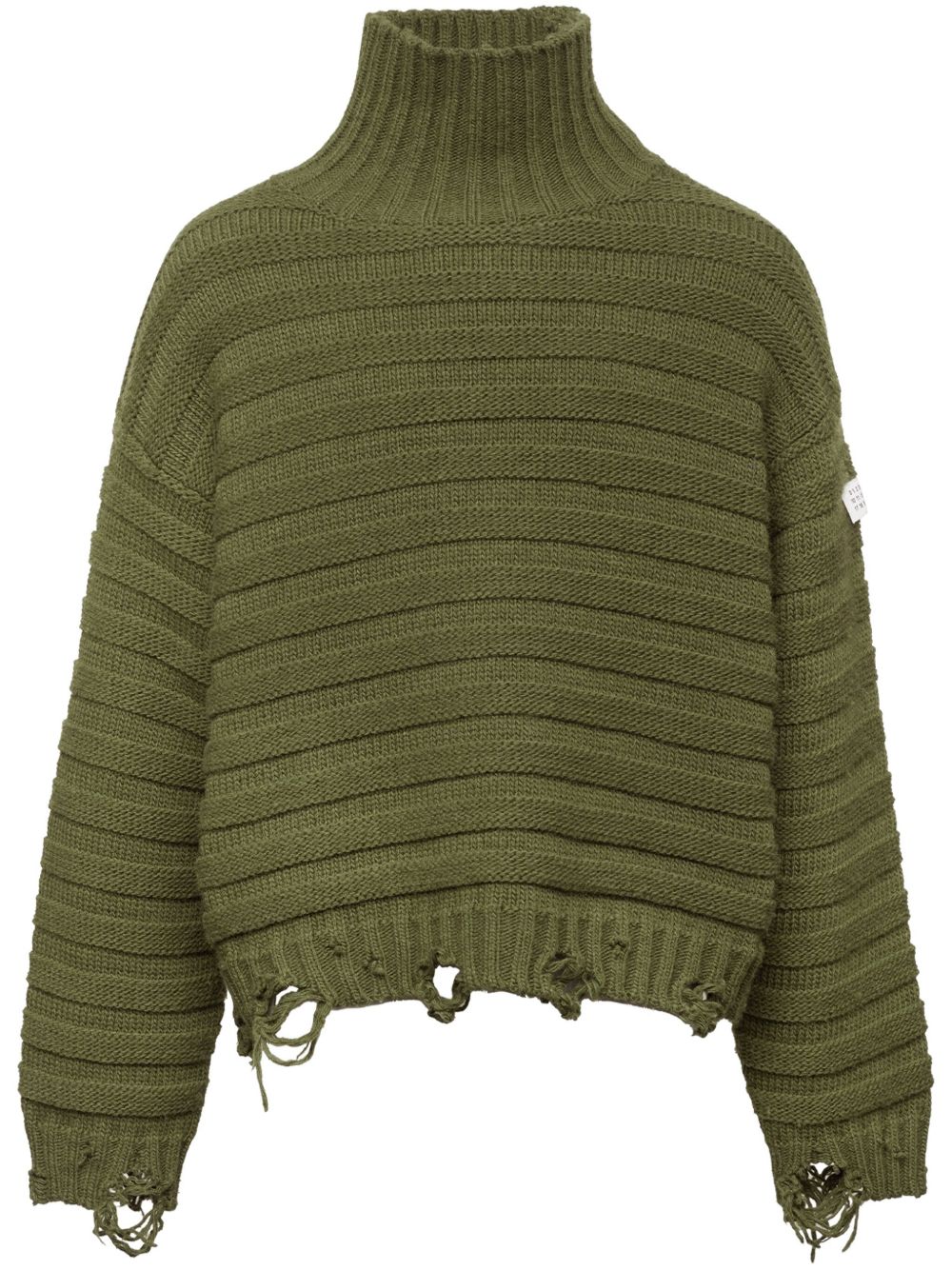 MM6 Maison Margiela 仿旧高领毛衣 - 绿色