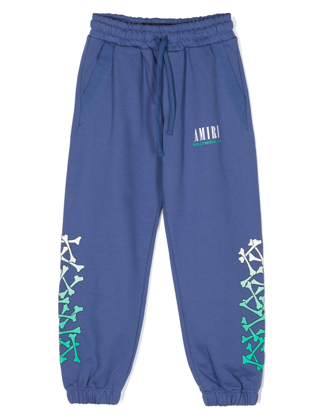 AMIRI KIDS Bones 印花抽绳棉运动裤 - 蓝色