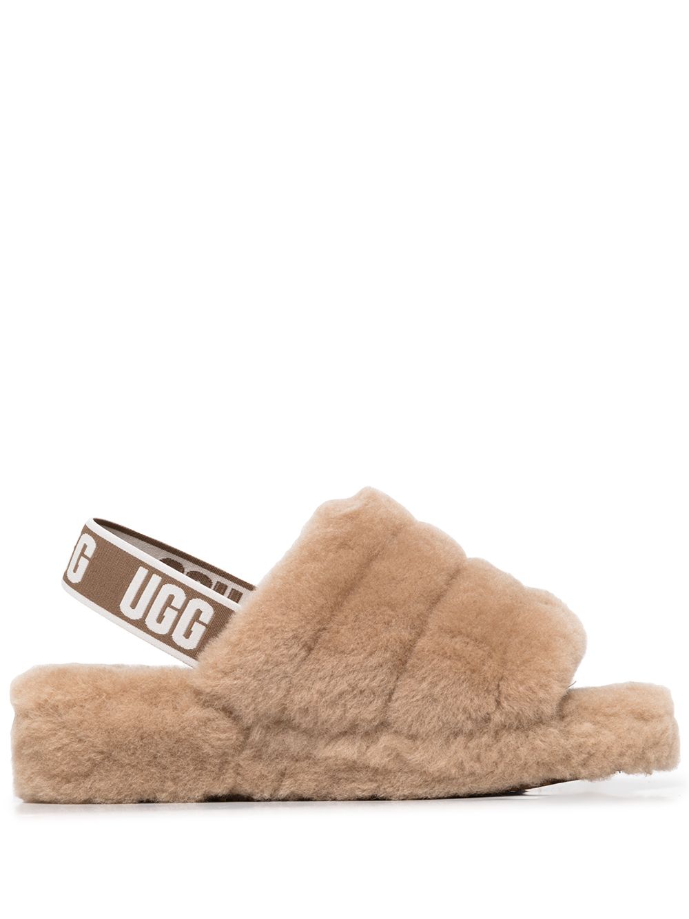 UGG Fluff Yeah 人造皮毛一体裹踝平底鞋 - 褐色