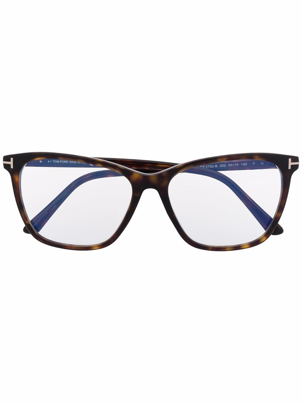 TOM FORD Eyewear 玳瑁纹方框眼镜 - 褐色