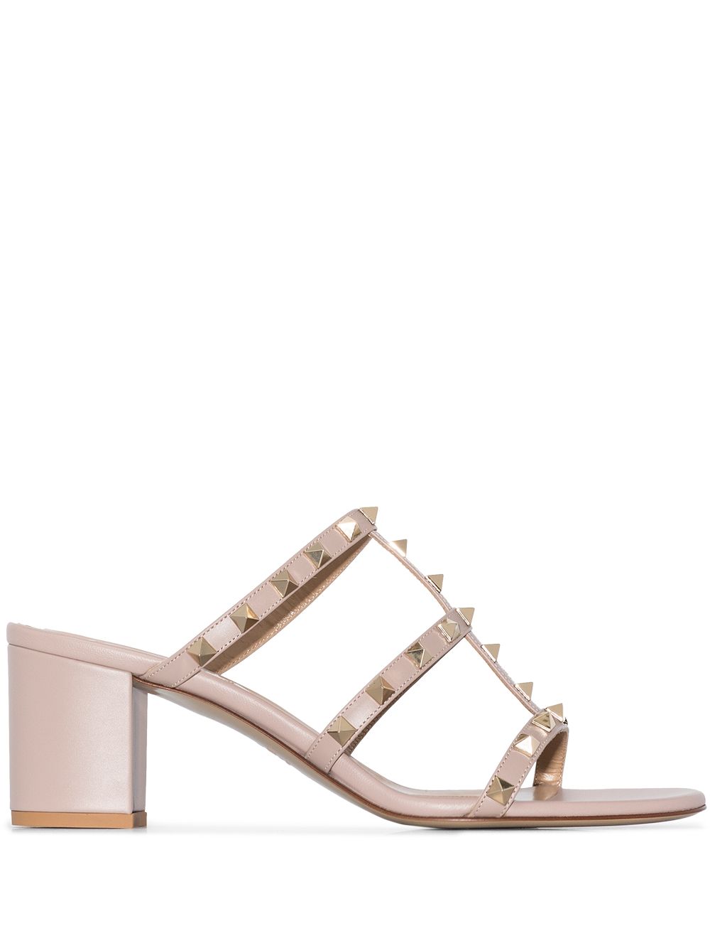 Valentino Garavani 华伦天奴 Rockstud 皮质中跟凉鞋 - 中性色