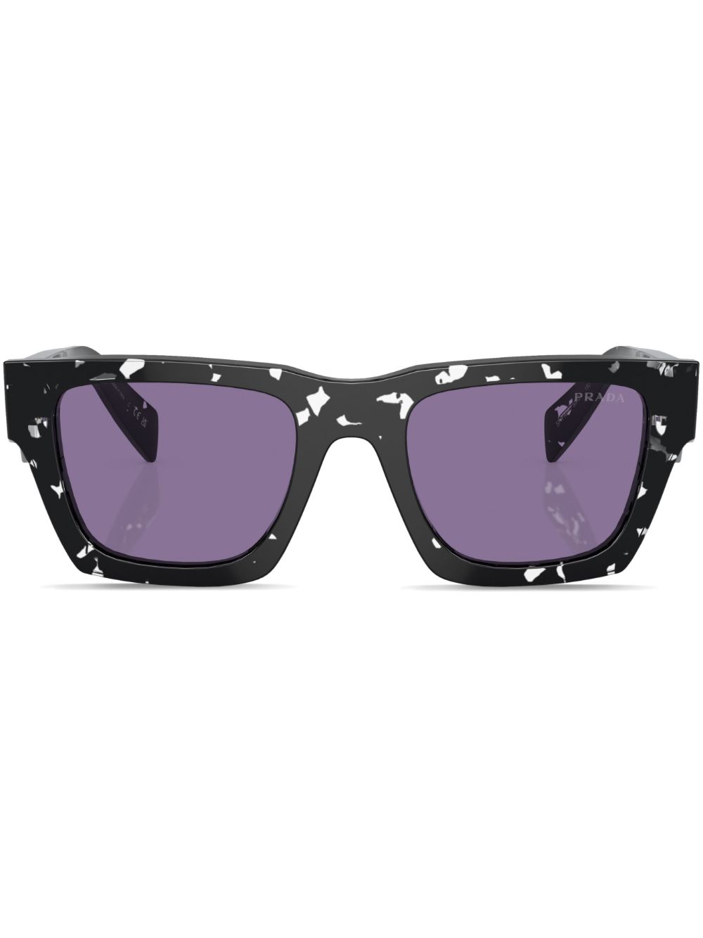 Prada Eyewear 玳瑁纹效果方框太阳眼镜 - 黑色