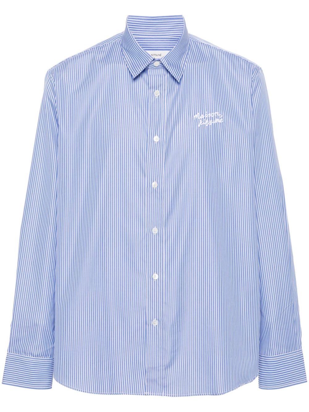 Maison Kitsuné logo刺绣棉衬衫 - 蓝色