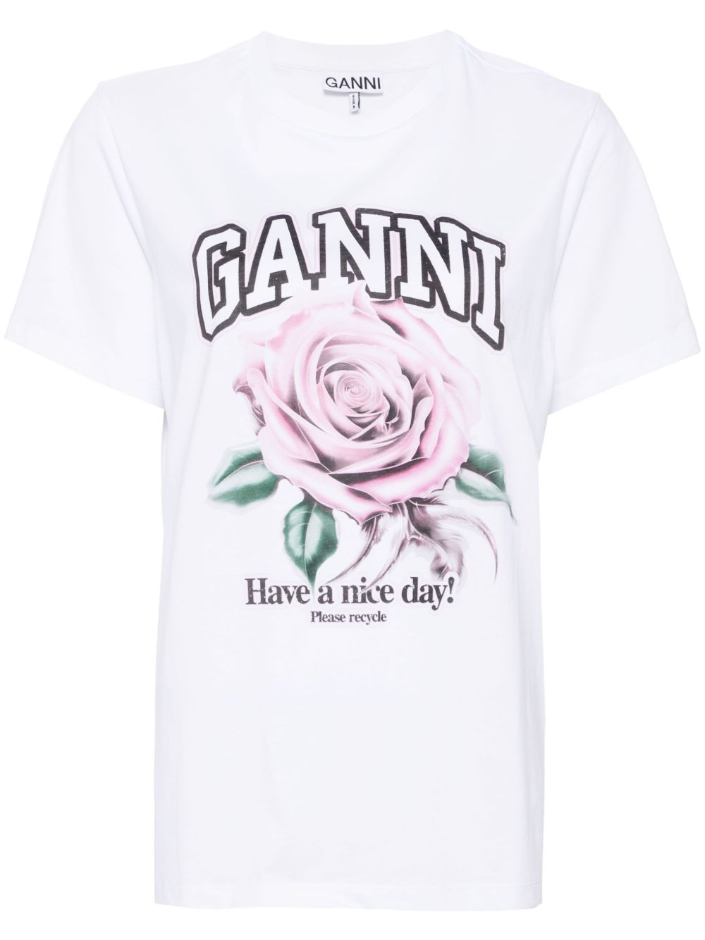 GANNI 图案印花T恤 - 白色
