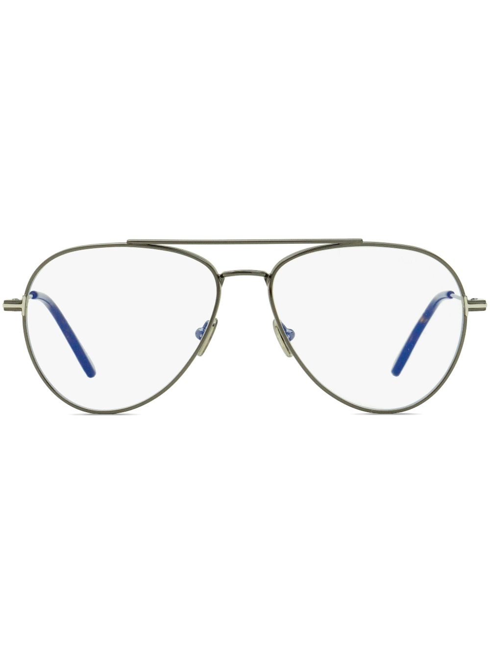 TOM FORD Eyewear Blue Block pilot-frame glasses - 银色