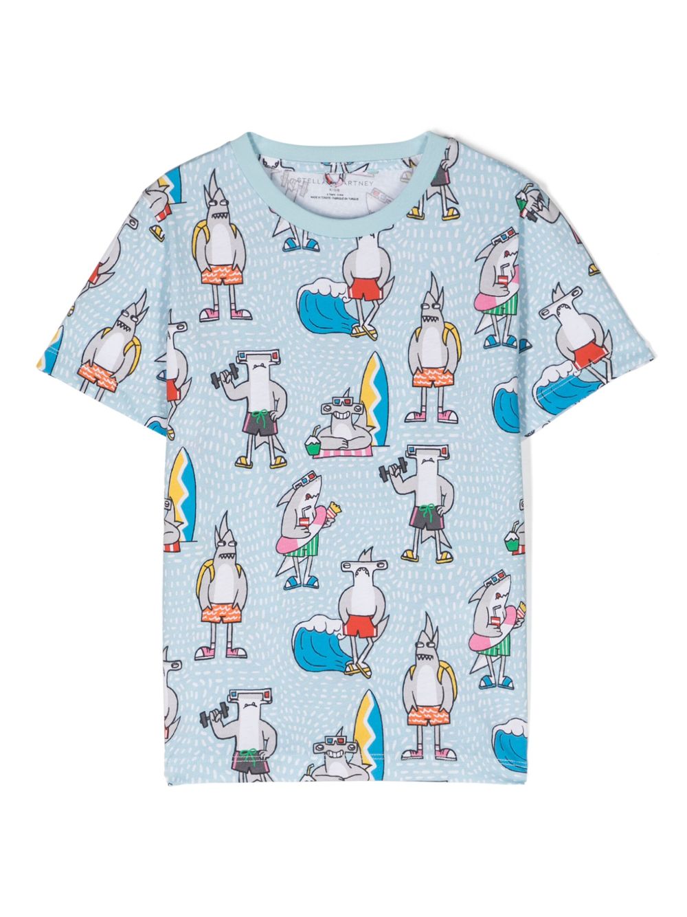 Stella McCartney Kids 图案印花棉T恤 - 蓝色