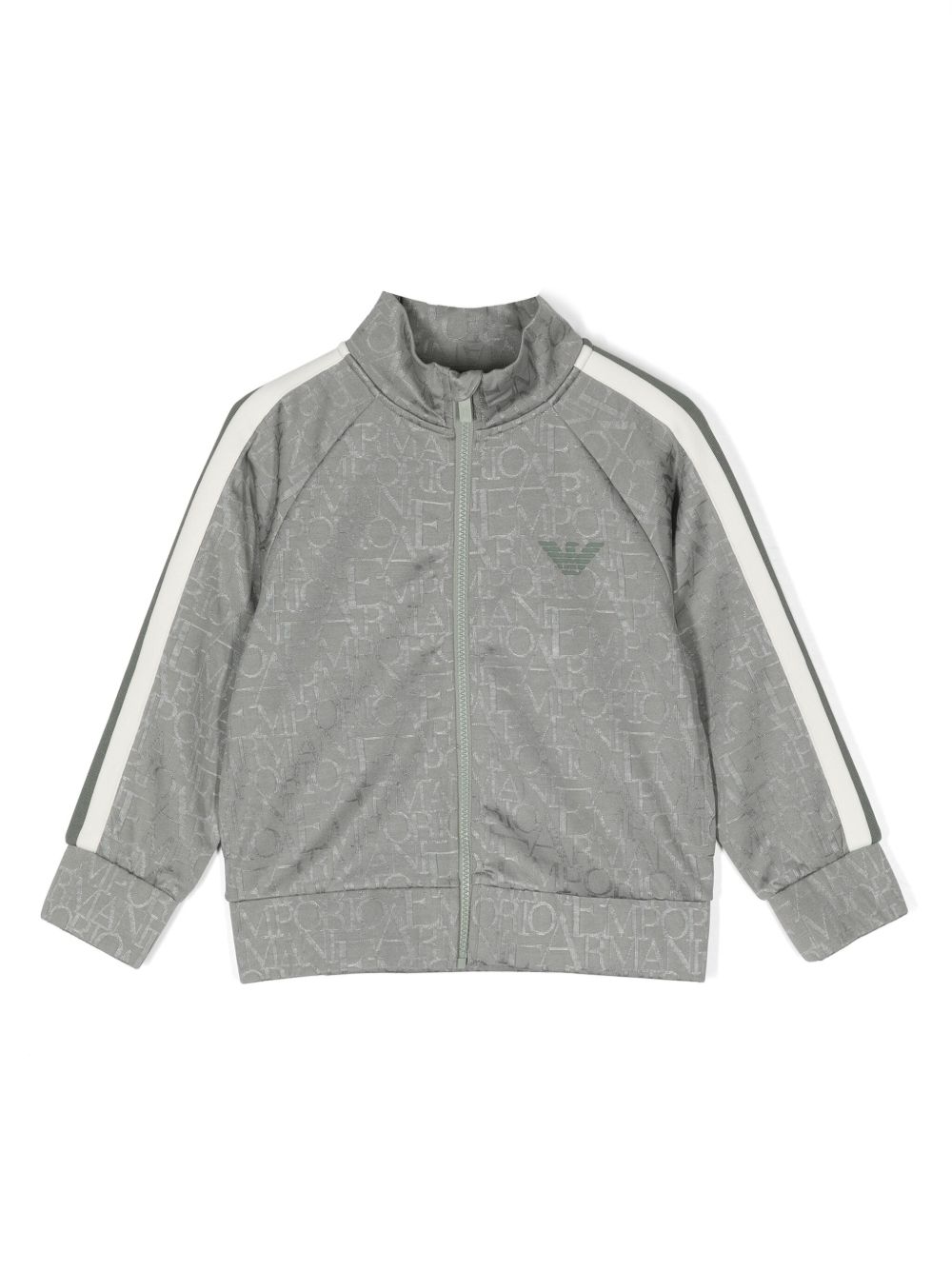 Emporio Armani Kids 经典logo提花侧条纹运动夹克 - 灰色