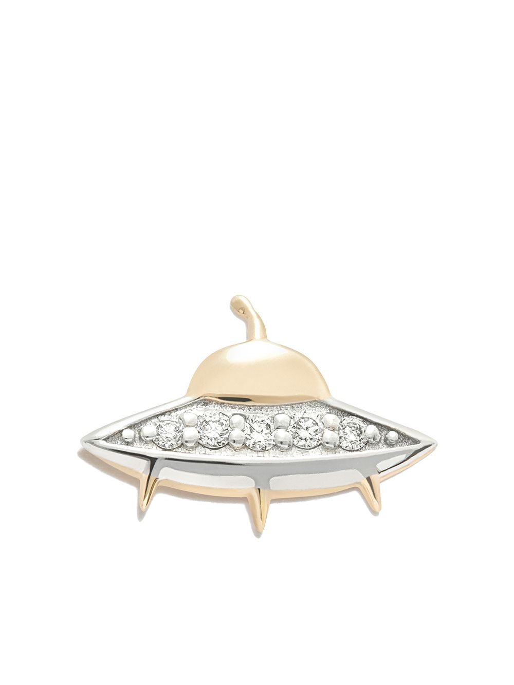Sydney Evan Flying Saucer 14K黄金钻石耳钉 - 金色