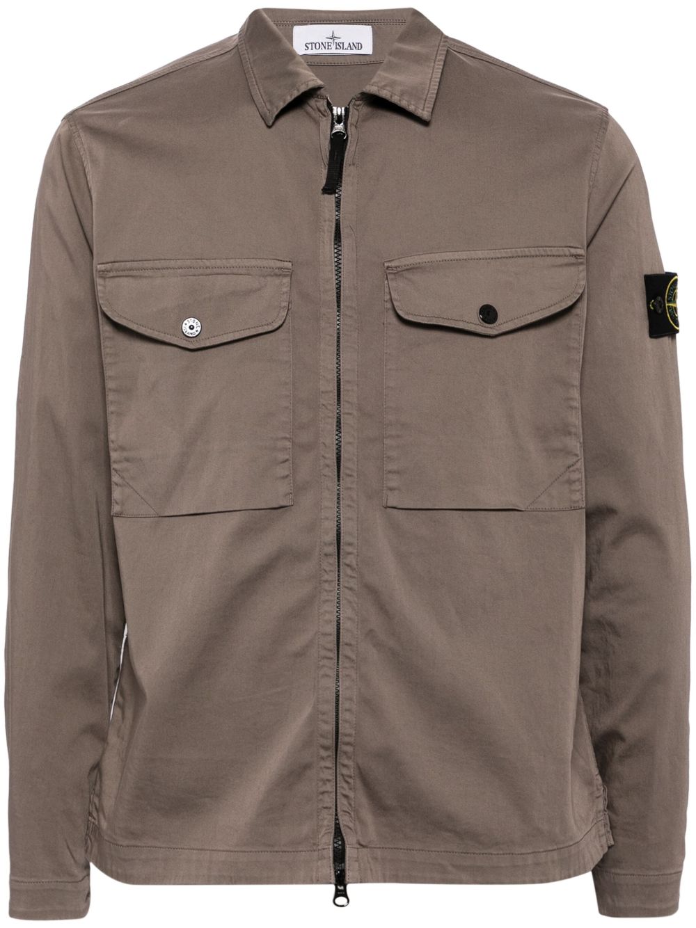 Stone Island 罗盘徽章衬衫式夹克 - 褐色