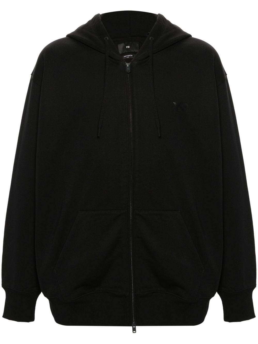 Y-3 logo贴花拉链连帽衫 - 黑色