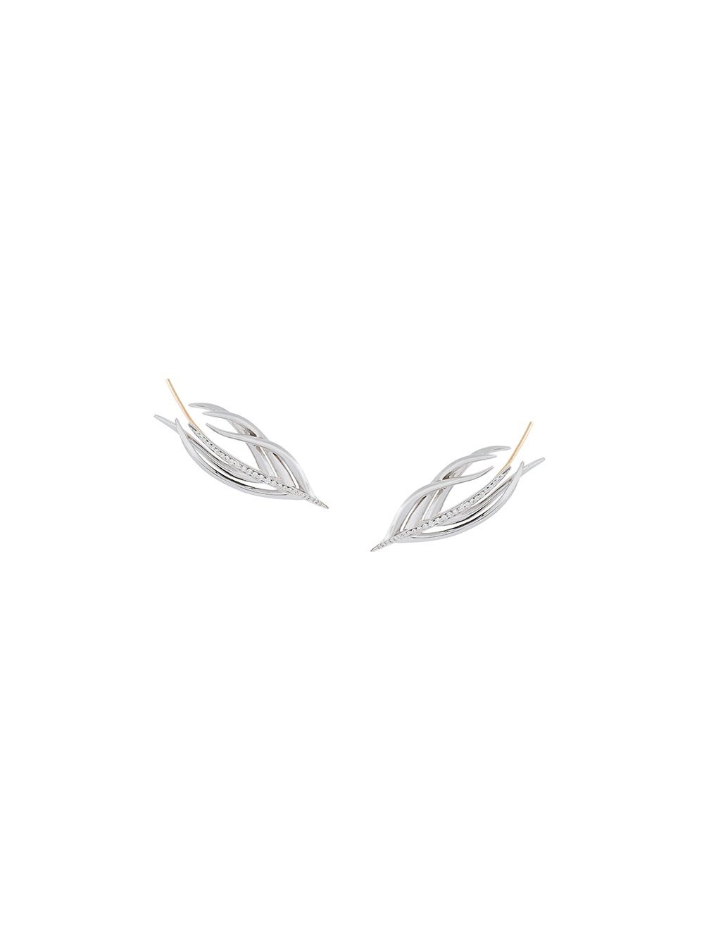 Shaun Leane 'White Feather'钻石耳环 - 金属色