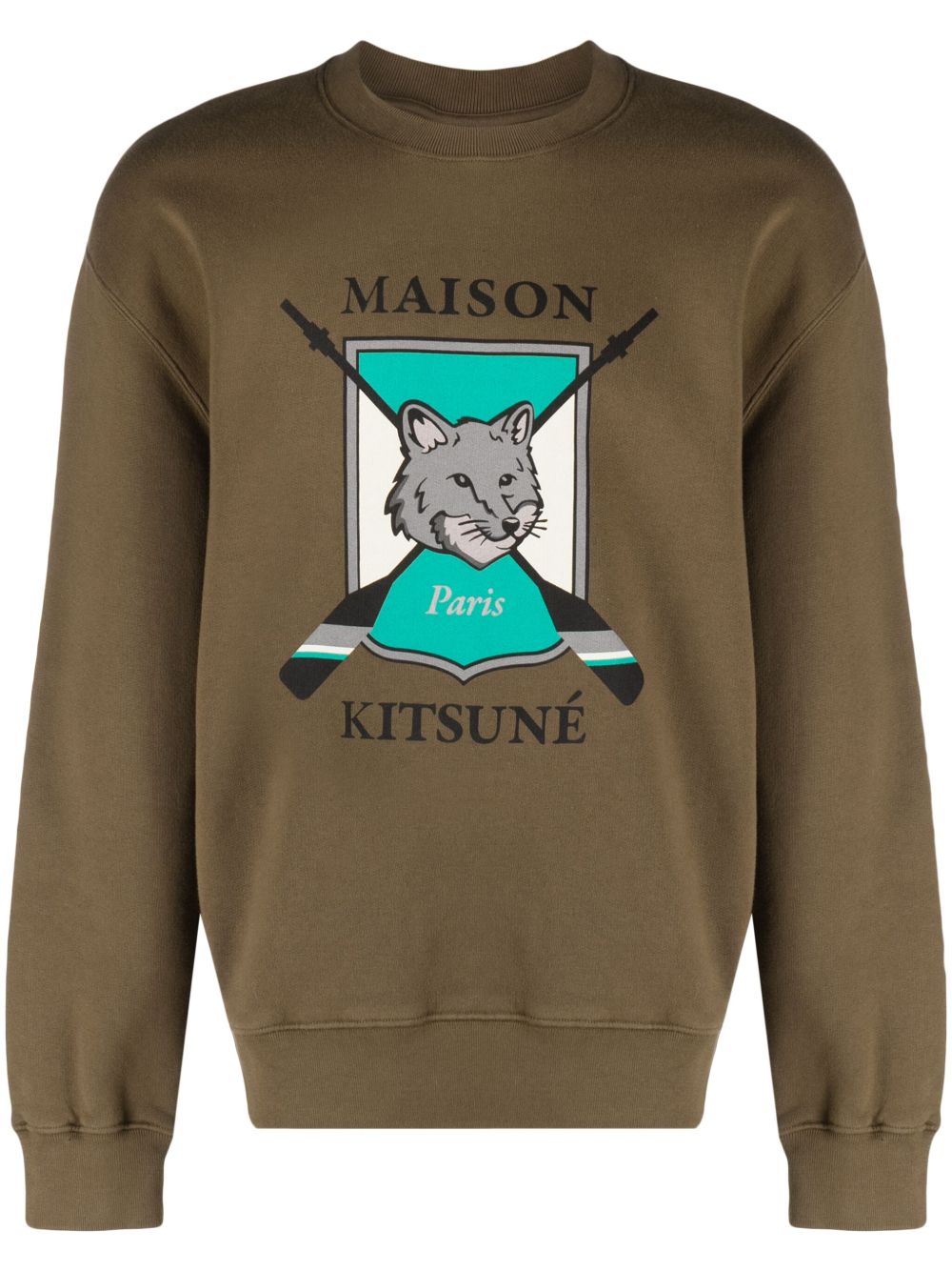 Maison Kitsuné logo印花棉卫衣 - 绿色