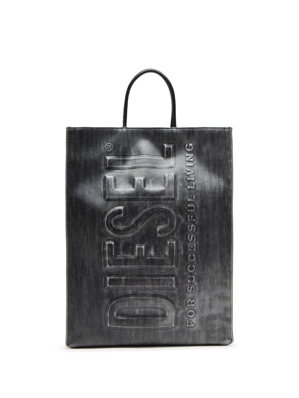 Diesel DSL 3D logo压纹手提包 - 黑色