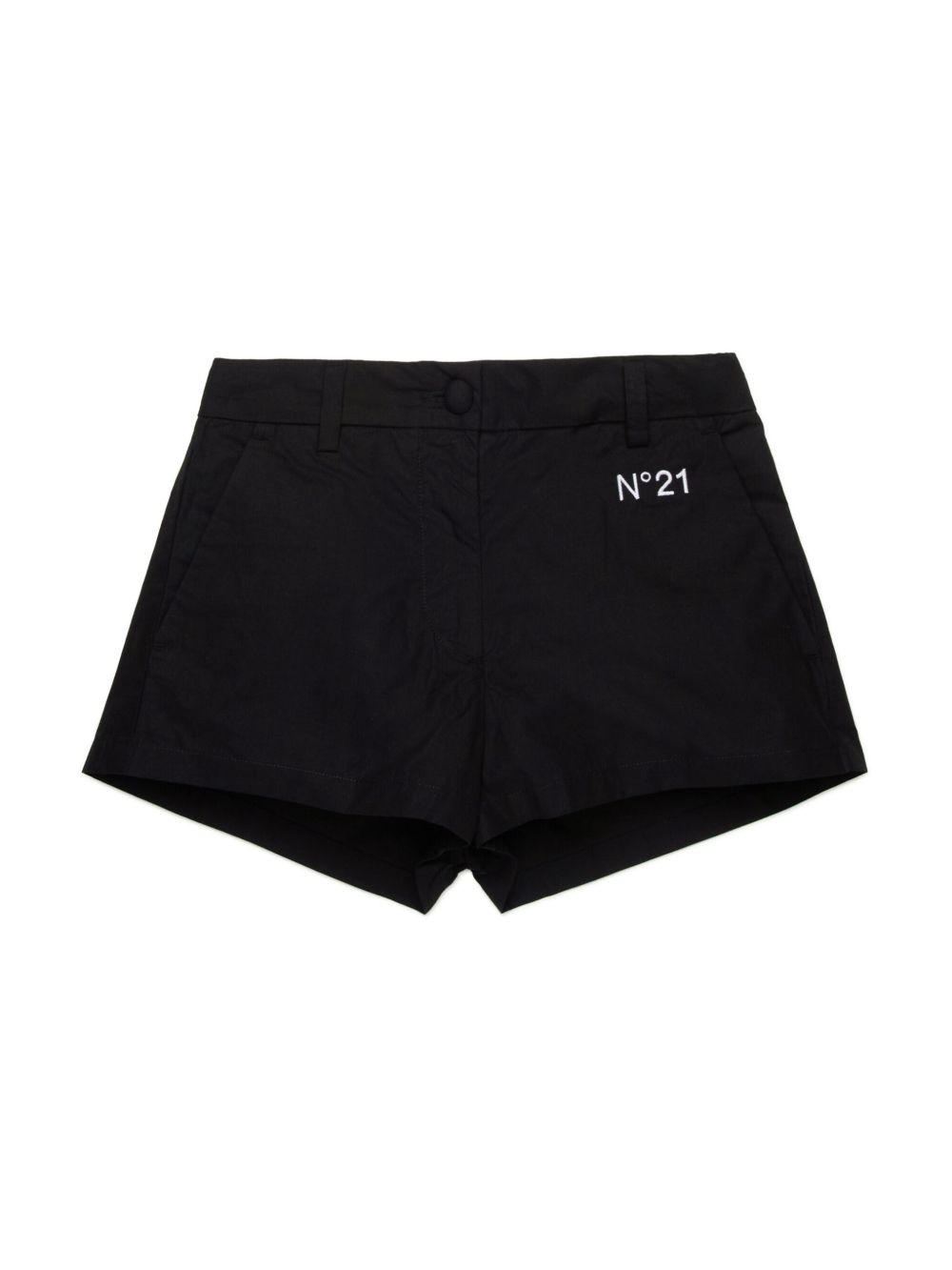 Nº21 Kids logo刺绣短裤 - 黑色