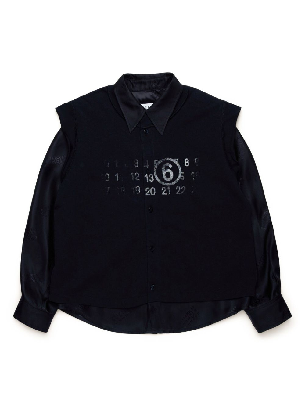 MM6 Maison Margiela Kids logo印花分层式衬衫 - 黑色