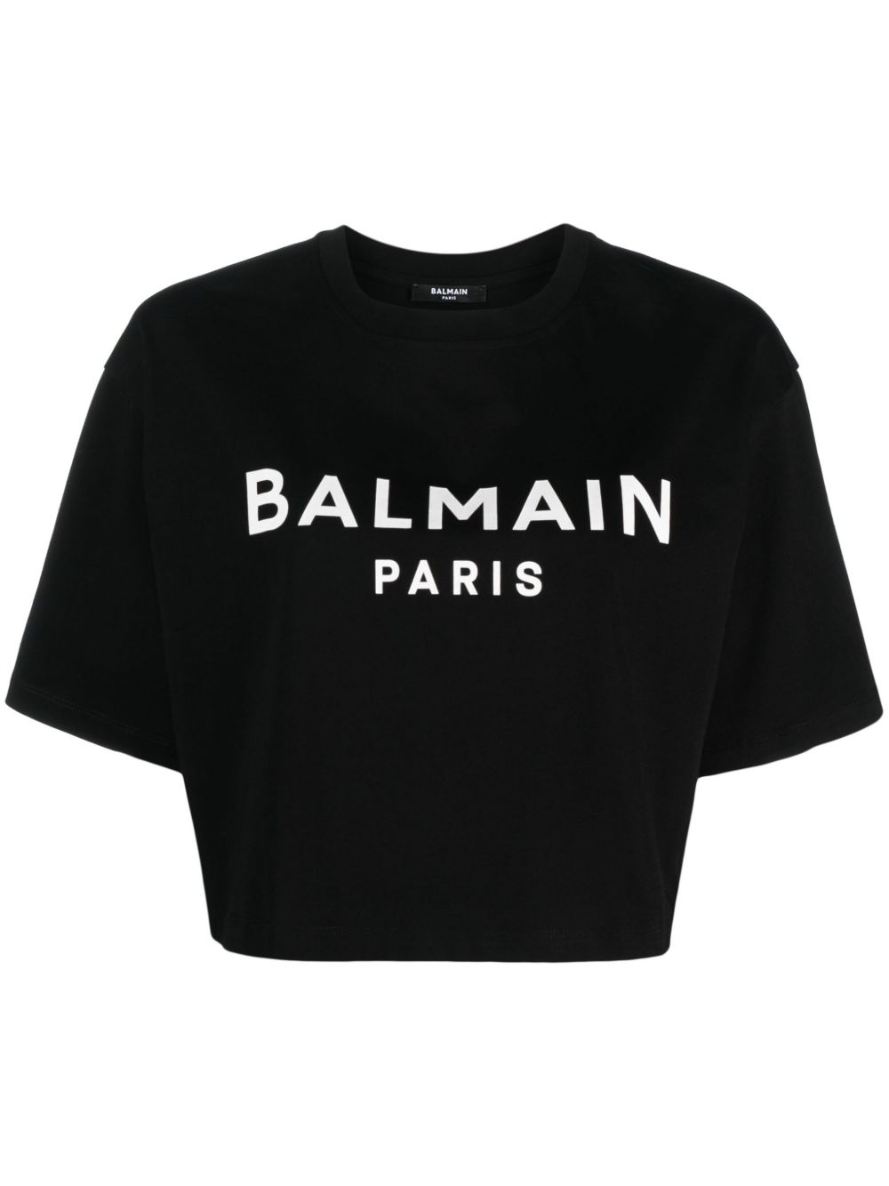 Balmain logo短款T恤 - 黑色