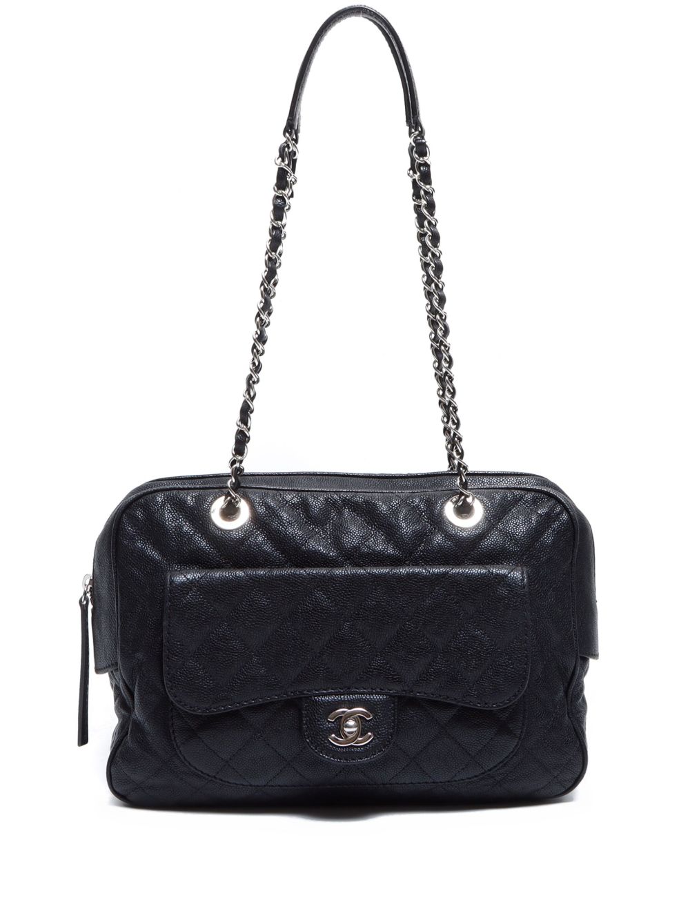 CHANEL Pre-Owned 马特拉塞凸纹手提包（2013年典藏款） - 黑色