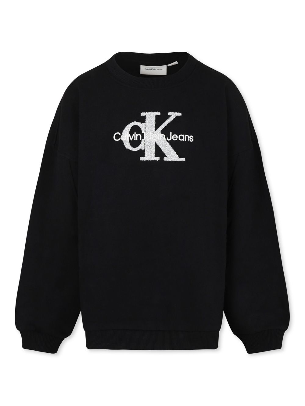Calvin Klein Kids logo刺绣毛衣 - 黑色