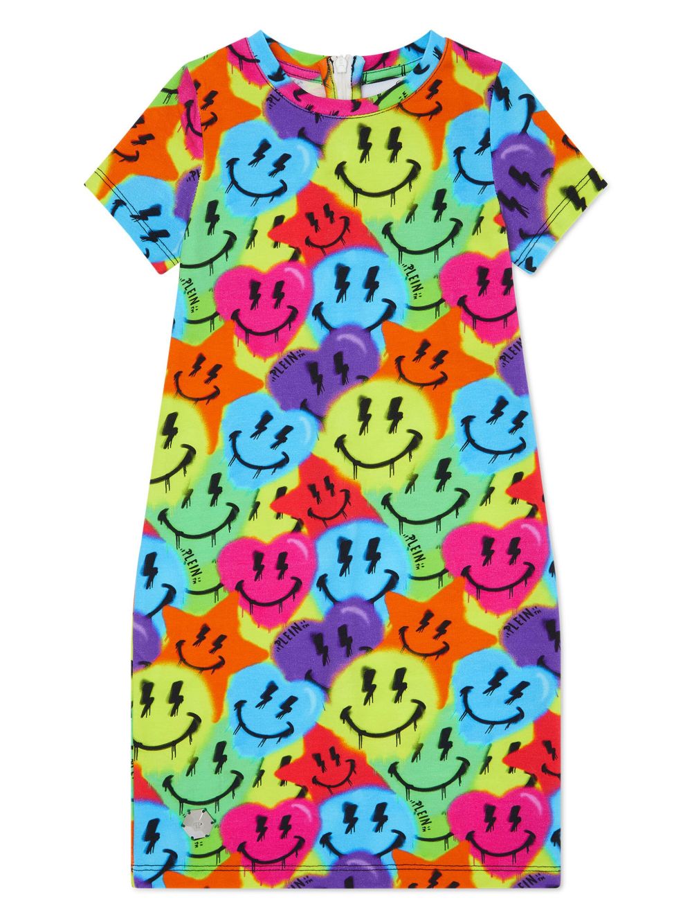 Philipp Plein Junior Smile 棉连衣裙 - 黄色