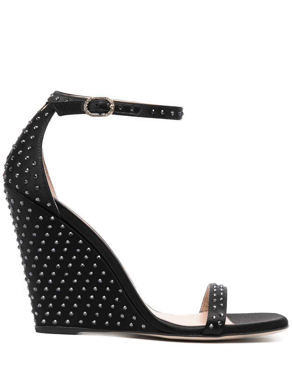 Stuart Weitzman 晶饰缀饰高跟凉鞋 - 黑色